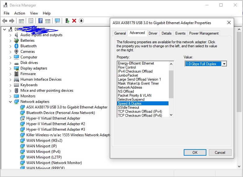 How to Set Speed and Duplex for 1Gb Internet in Device Manager