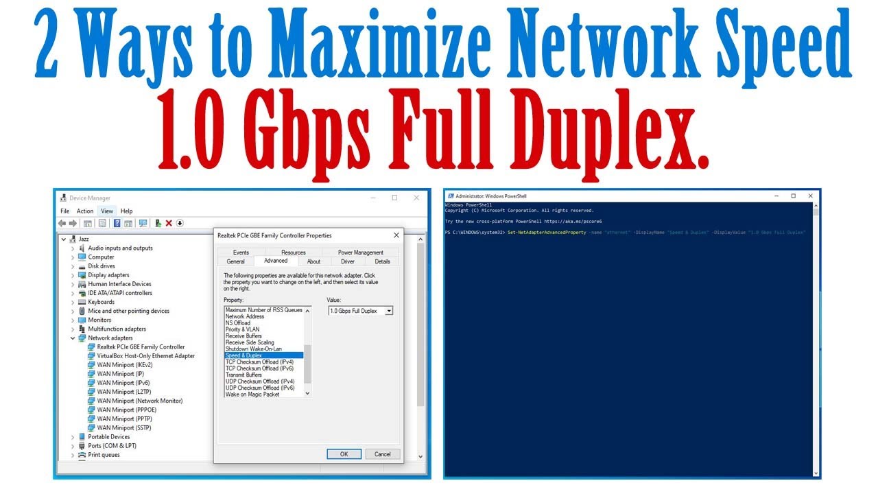 How to Set Speed and Duplex for 1Gb Internet in Device Manager