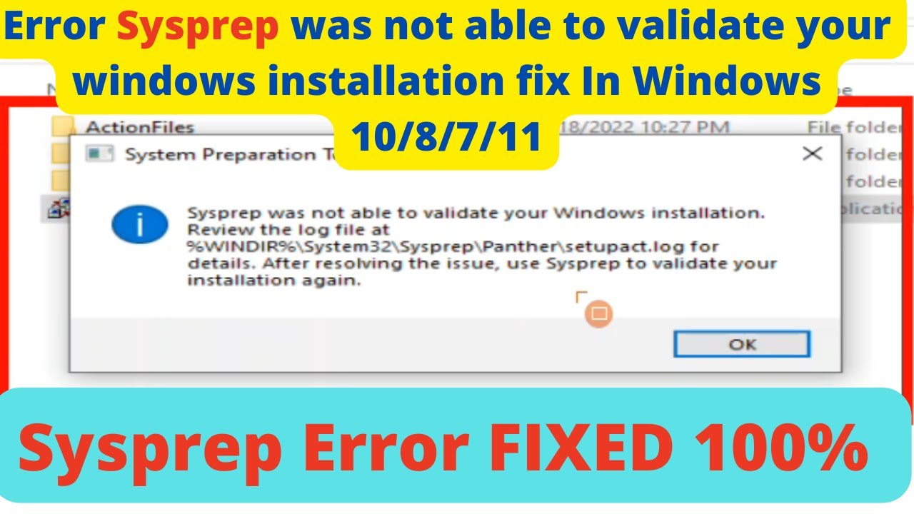 Troubleshooting Sysprep Validation Errors in Windows Installation