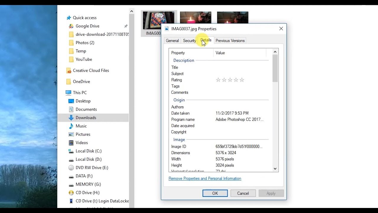 windows remove metadata from video