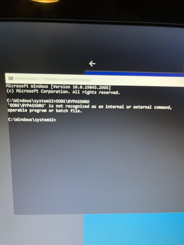 Troubleshooting Windows 11 OOBE BypassNRO Command Not Working