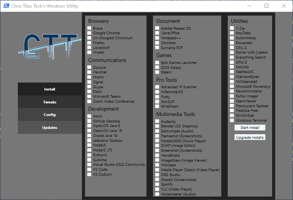 chris titus' windows utility