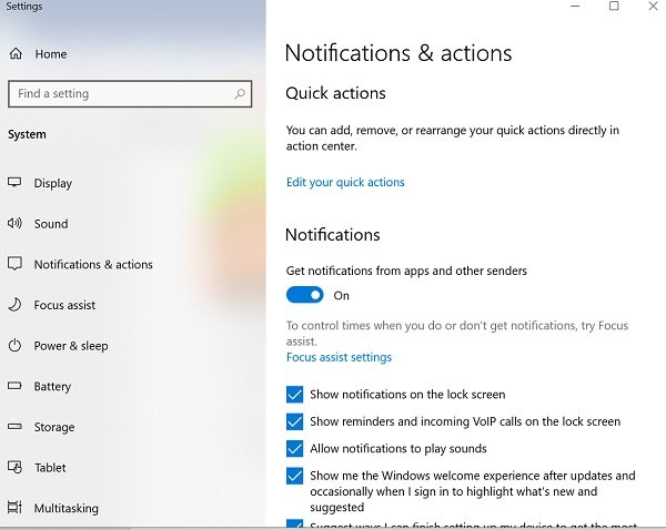 notification history windows 10