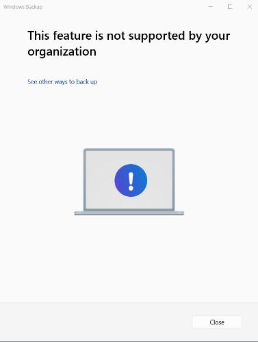 Fixing This Feature Is Not Supported by Your Organization in Windows Backup
