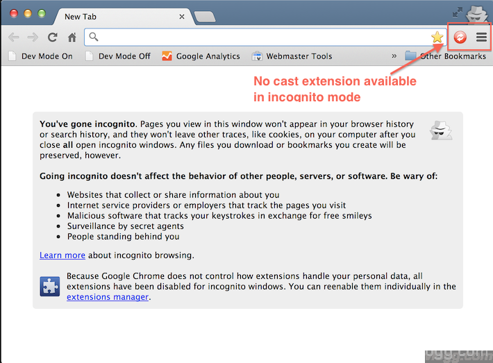 Android Guide: Casting from Chrome in Incognito  Mode