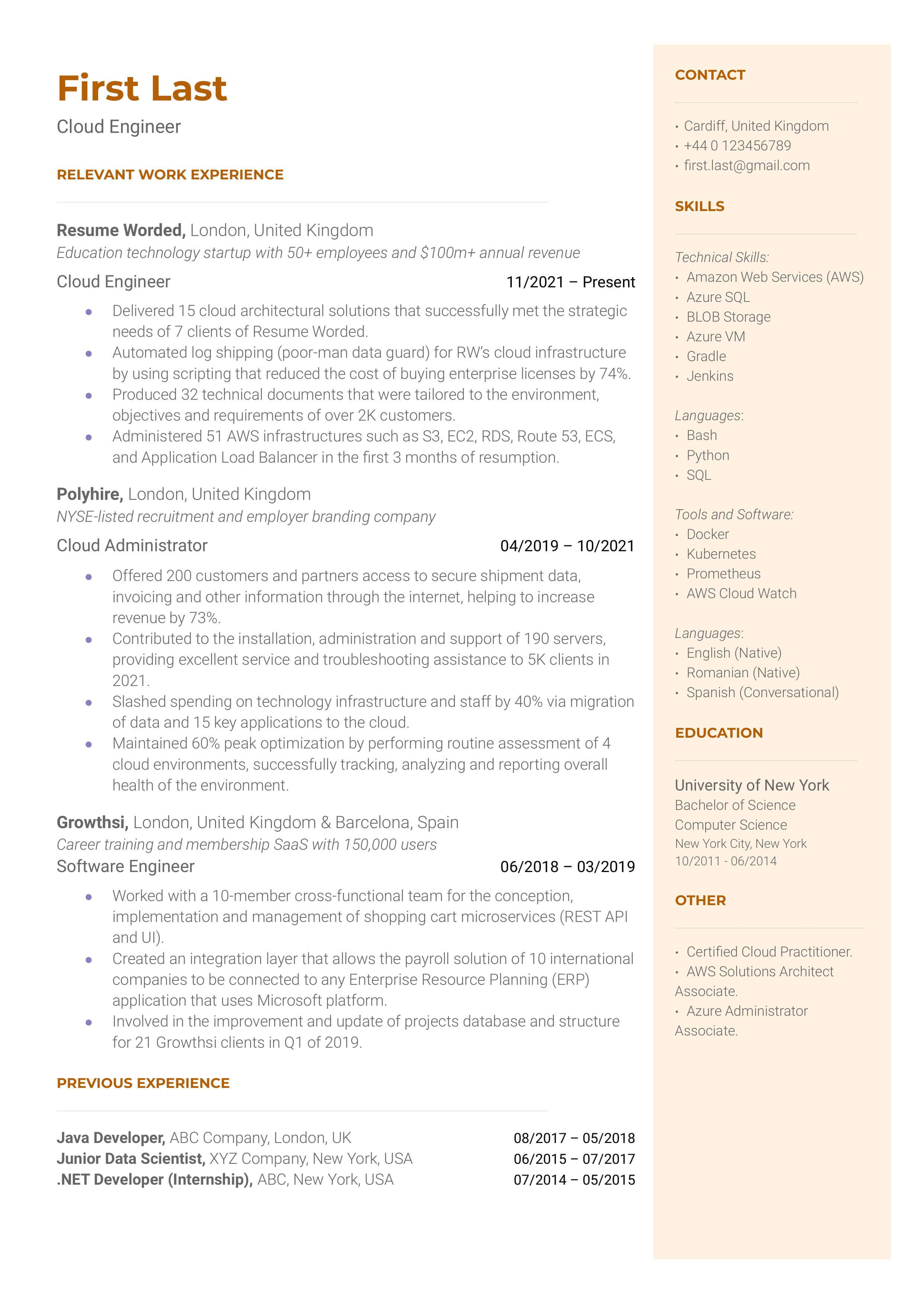 Linux Cloud Engineer Resume Template PDF: Easy-to-Use Guide for a Job-Winning Resume!